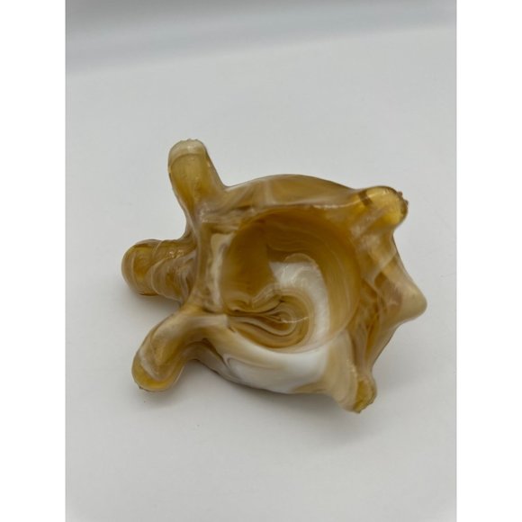 Vintage Carmel White Swirl Slag Glass Turtle Figurine Paperweight - Picture 4 of 7